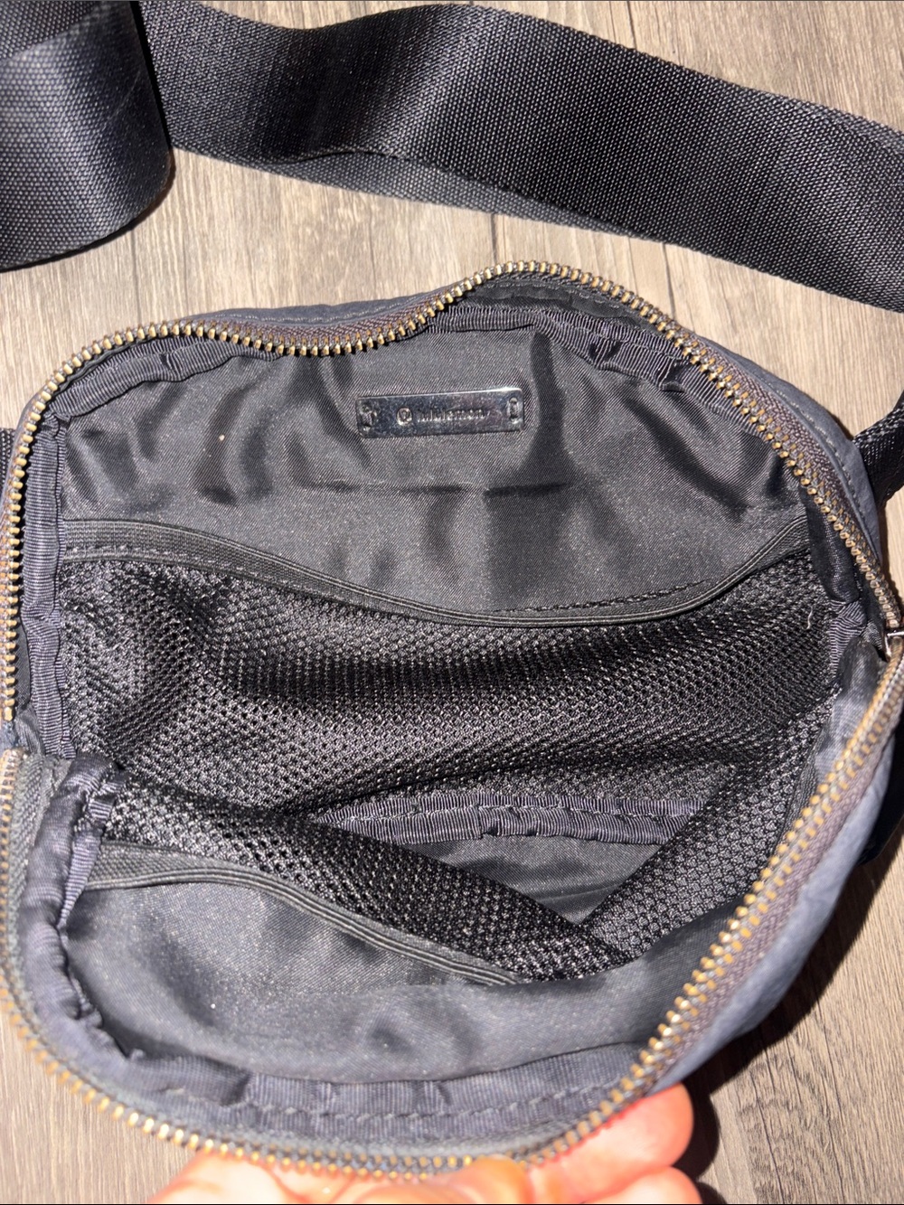 lululemon athletica black / gold crossbody Pack with Bronze Zipper - Picture 3 of 4